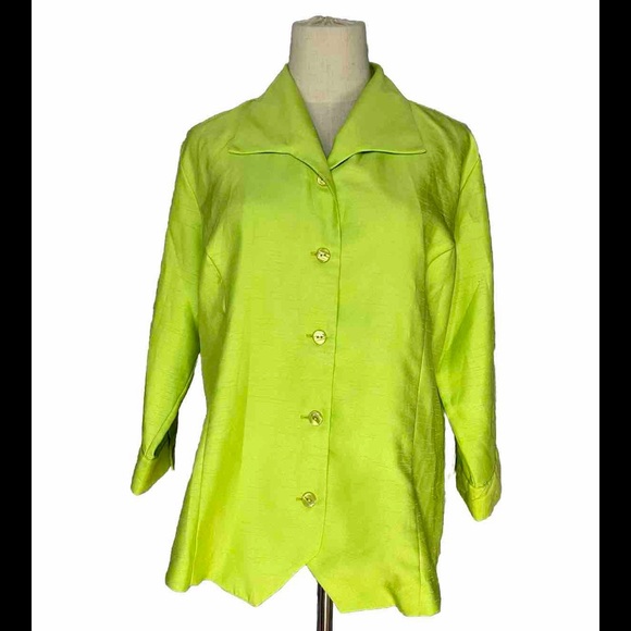 Borcellini Women’s Size 12 Green collard,  Shirt Button Down - Picture 1 of 8